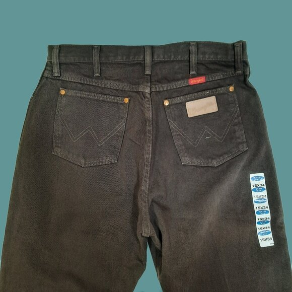 New Vintage 90s Wrangler Brown Jeans 33 x 35 High Waist Tapered Leg - Picture 5 of 8